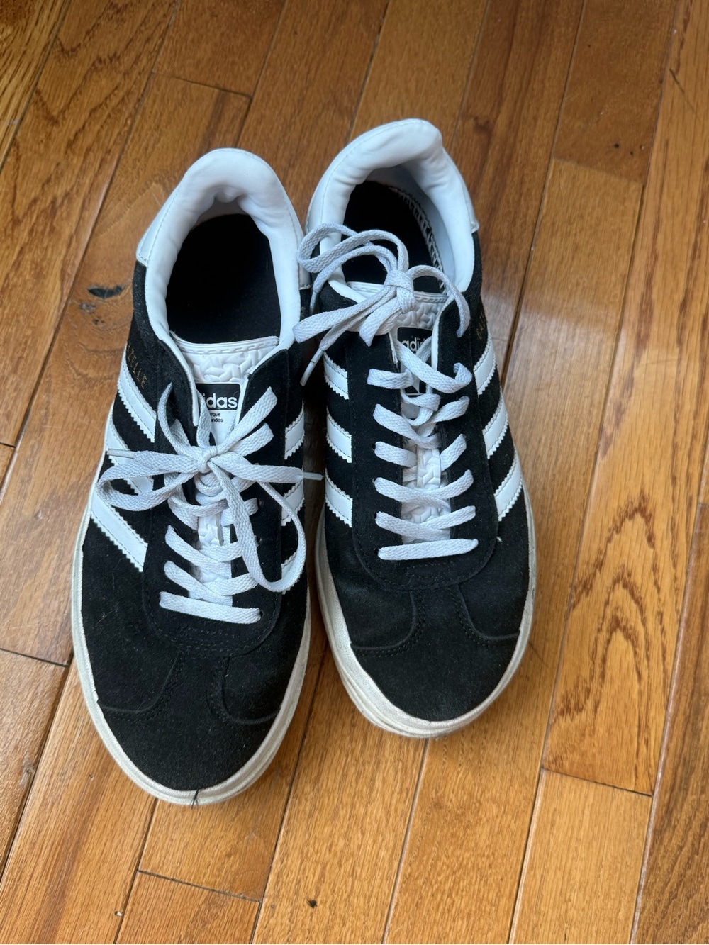 adidas Gazelle Women’s Black and White Sneakers - Picture 2 of 4